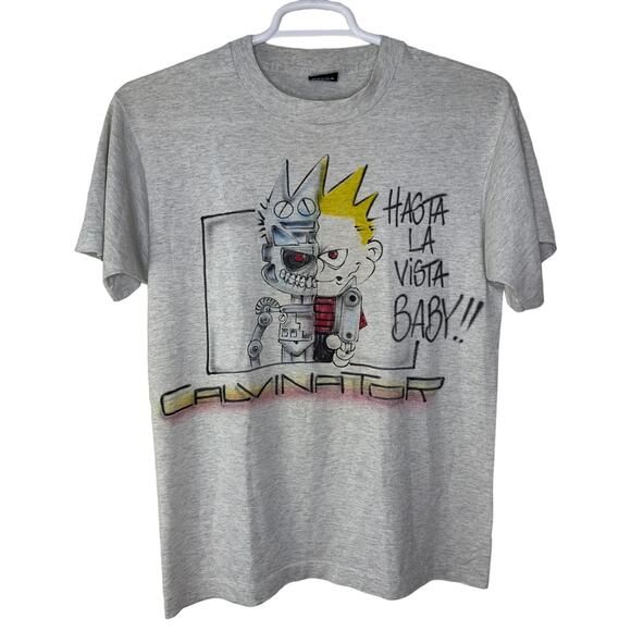 Screen Stars Other - VTG Screen Stars Calvin and Hobbes Single Stitch Shirt Men Large Gray USA Made